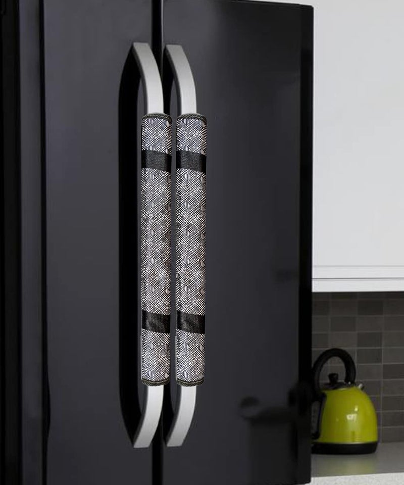 KANUSHI Industries® Multi-Purpose Refrigerator/Fridge Handle Cover/Fridge Handle/Microwave Handle Cover Cover Set (Set of 2)(FRI-2-HANDLE-BLACK-BOX) - Image 2
