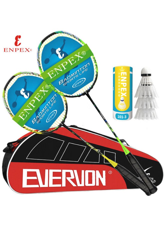 Enpex Full Carbon Badminton Racket Set E-088 With 3 Shuttles And Aiwuwan Large Bag - Image 1