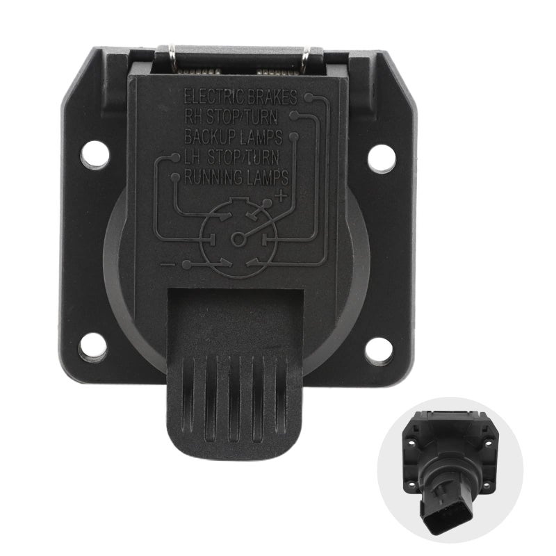 VASTAUTO Rear 7Way Trailer Tow Connector Fit for Ram 1500 2500 3500 Jeep Wrangler Grand Cherokee 19982016 Replaces 56038366AB Trailer Wiring 7Pin Connector