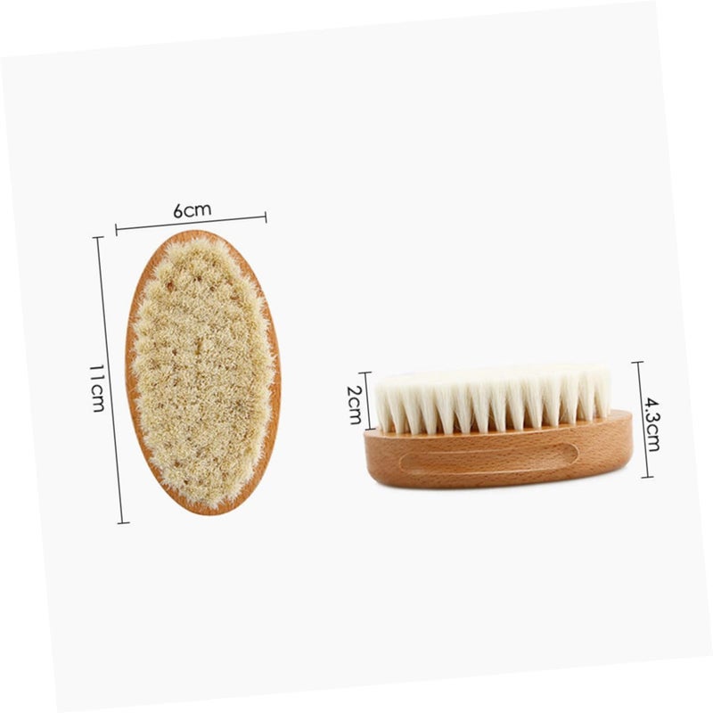 Natural Wool Bath Brush For Scalp Detangling And Gentle Hair Cleaning Khaki - Image 3