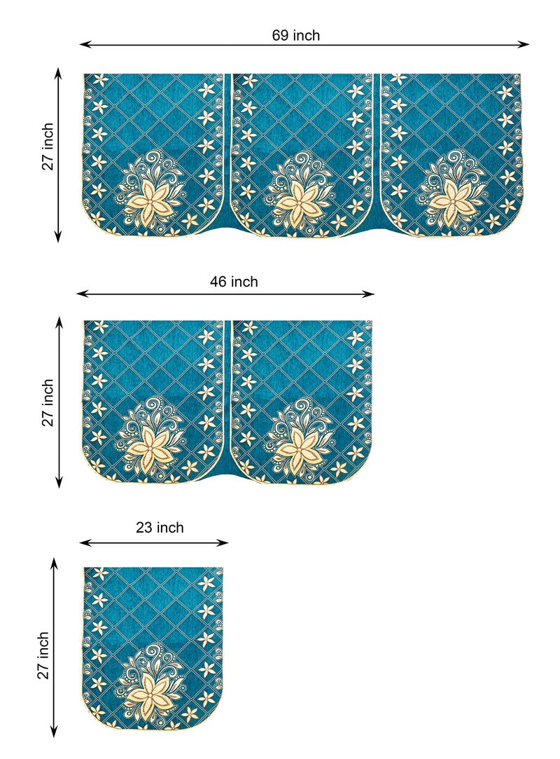 Dazzling DECOR L Shape Velvet Sofa Cover Set - Printed Sofa Back Slip Covers Panels 3 and 2 and 1 Seater Cover for Long Sofa Couch - Premium Slip Cover Protector with Cushion Covers, Aqua_1152-02 - Image 3