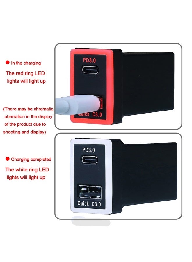 Timloon QC3.0 +PD3.0 USB Power Socket, 60W Output, Type C & Quick Charge 3.0 Car Charger USB Adapter for Smart Phone PDA iPad iPhone Android GPS Use for Toyota (Type A) - Image 1