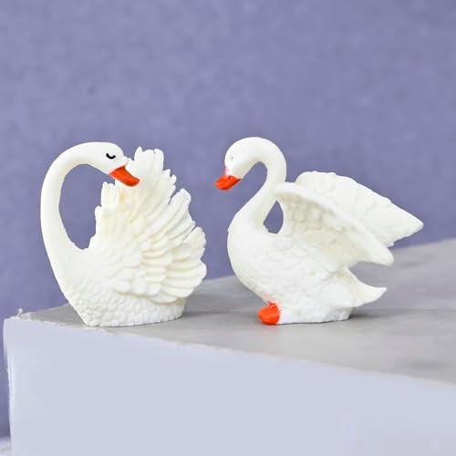 CraftVatika Swan Couple Showpiece Gift, Duck Couple Miniature Showpiece Gift for Valentine Day, Home Decor Items, Table Decoration Items, Birthday (Type 2), White - Image 1