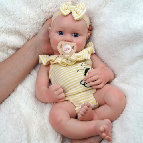 JIZHI Reborn Baby Dolls Silicone Full Body 16 Inch 573lb Weighted Full Platinum Silicone Baby Doll Real Life Baby Dolls with Complete Accessories for Kids Age 3 - Image 5