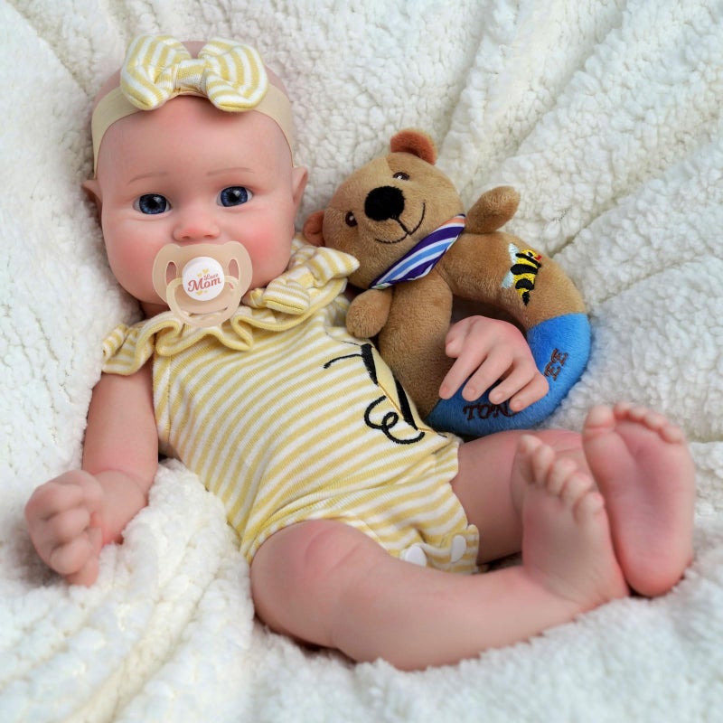 JIZHI Reborn Baby Dolls Silicone Full Body 16 Inch 573lb Weighted Full Platinum Silicone Baby Doll Real Life Baby Dolls with Complete Accessories for Kids Age 3 - Image 3