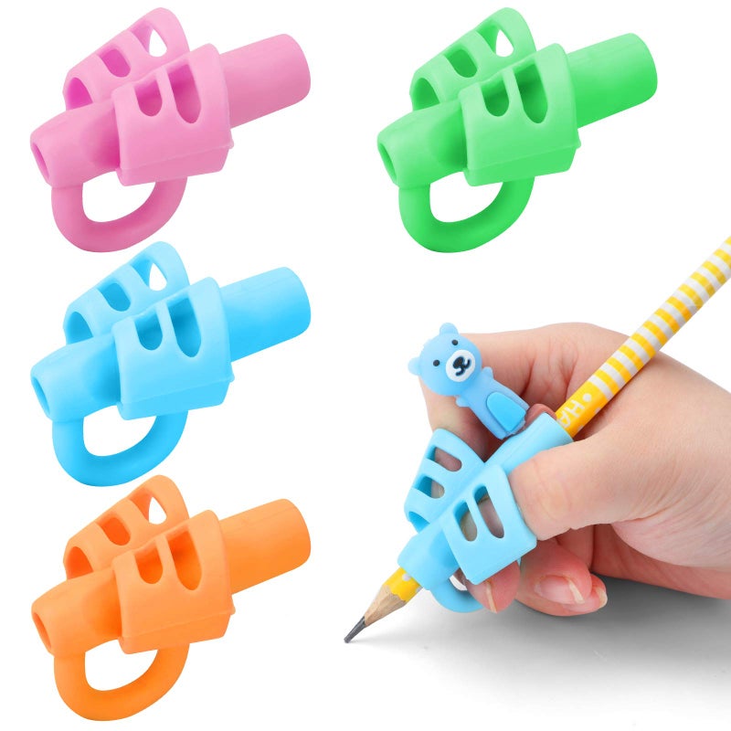 BUSHIBU Pencil Grips for Kids Handwriting, Toddler Pencil Grip, Pen Grips Trainer for Beginners Preschoolers Kindergarten Children(4 PCS) - Image 1