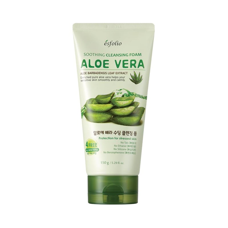 esfolio Aloe Vera Soothing Cleansing Foam  Gentle Hydrating Face Wash for Sensitive Skin Moisturizing Facial Cleanser 529 OZ150 Gram