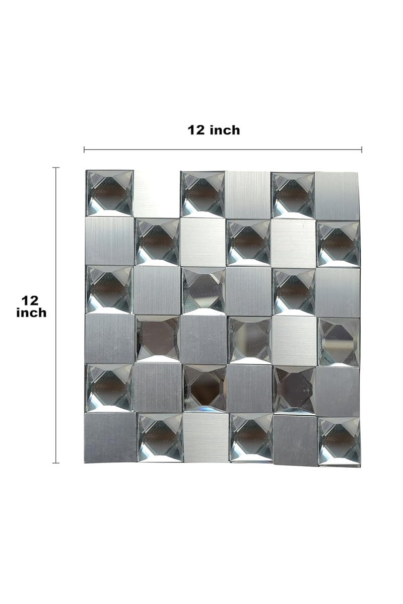 Arkit Arkit 12 X 12 3D Chex Tiles Mirror Glass Mosaic Tiles Sticker Peel Stick Back Splash Tiles Wall Sticker Panel Glass Stickers for Bathroom KitchenSelf Adhesive Tile Stickers  - Image 2