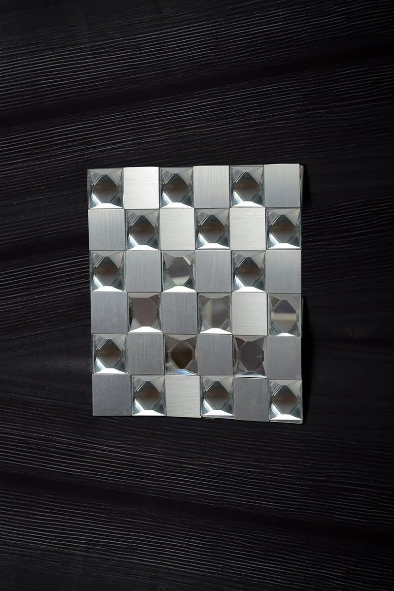 Arkit Arkit 12 X 12 3D Chex Tiles Mirror Glass Mosaic Tiles Sticker Peel Stick Back Splash Tiles Wall Sticker Panel Glass Stickers for Bathroom KitchenSelf Adhesive Tile Stickers  - Image 5