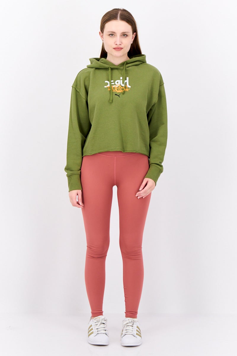 Puma x X-Girl Women Sportswear Fit Long Sleeves Training Hoodie, Olive - Image 4