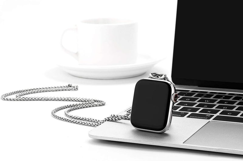 HiPai Necklace Adapter Pendant Compatible with Apple Watch, Infinity & Double Loop Connector Comes with 32inch Stainless Rollo Wheat Chain 3mm for iWatch Series 10/9/8/7/6/5/4/SE/Ultra 2/Ultra - Image 3