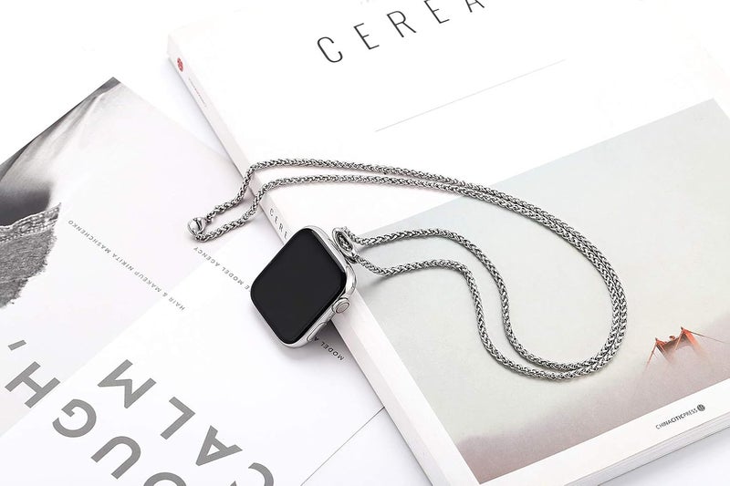 HiPai Necklace Adapter Pendant Compatible with Apple Watch, Infinity & Double Loop Connector Comes with 32inch Stainless Rollo Wheat Chain 3mm for iWatch Series 10/9/8/7/6/5/4/SE/Ultra 2/Ultra - Image 5