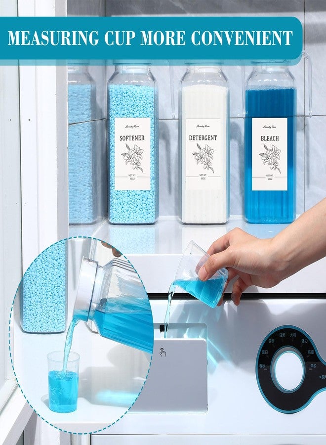 Potchen 3 Pcs 50 oz Laundry Detergent Dispenser Fabric Softener Dispenser with Labels Measuring Cups Soap Bleach Container Liquid Detergent Containers for Laundry Room Organization Storage - Image 5