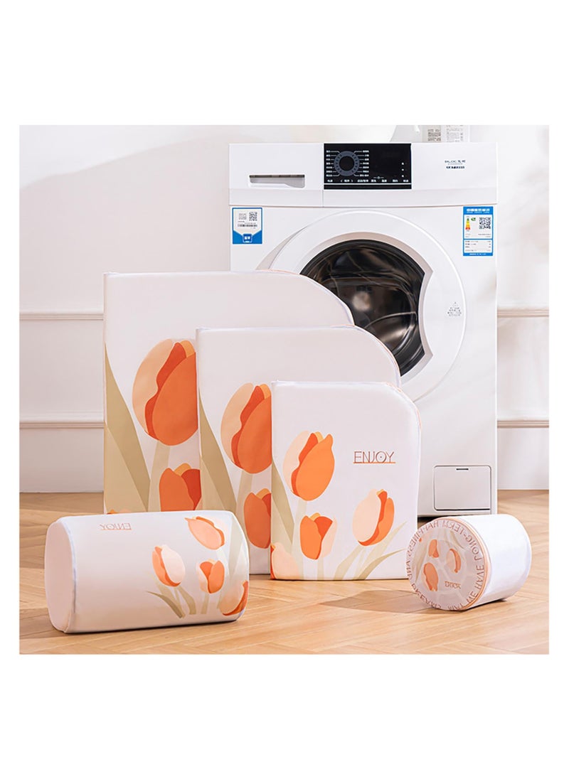 SYOSI Mesh Laundry Bags, 5 Sizes, Zippered Mesh Wash Bags, Tulip Printed, Large Delicates Bag for Washing Machine, Garment Bags for Laundry, Laundry Bags for Bra Underwear Blouse Pants (Orange)  - Image 1