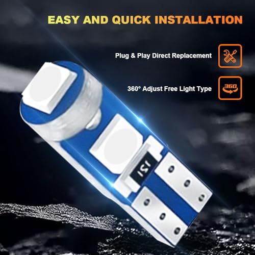 HEVLE 12PCS T5 LED Bulb, led dash light bulbs, 3030 Chips Super Bright 74 73 37 2721 LED Light Bulbs Canbus Error Free for Auto Car Dashboard Dash Instrument Panel Gauge (Blue) - Image 4