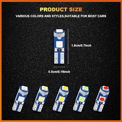 HEVLE 12PCS T5 LED Bulb, led dash light bulbs, 3030 Chips Super Bright 74 73 37 2721 LED Light Bulbs Canbus Error Free for Auto Car Dashboard Dash Instrument Panel Gauge (Blue) - Image 2