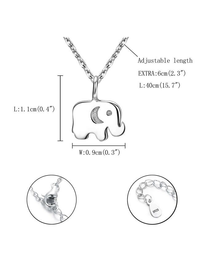 FANZE Mothers Day Gift Necklace 925 Sterling Silver CZ Forever Love Cute Animal Heart Necklace with Words Engraved Birthday Gift for Women (#1 Elephant) - Image 3