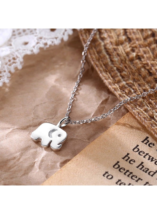 FANZE Mothers Day Gift Necklace 925 Sterling Silver CZ Forever Love Cute Animal Heart Necklace with Words Engraved Birthday Gift for Women (#1 Elephant) - Image 4