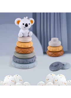 KASTWAVE Stacking Nesting Circle Toy 7 PCS Soft Squeeze Building Blocks Sensory Toys Early Learning Color Pattern Montessori Toys Early Learning Natural Brain Development Educational Blocks Toy  - Image 3