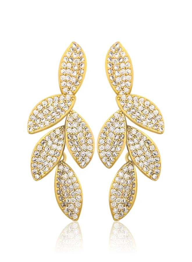 Take Two  Embellished Leaf Dangle Earrings for Women | Best Price UAE