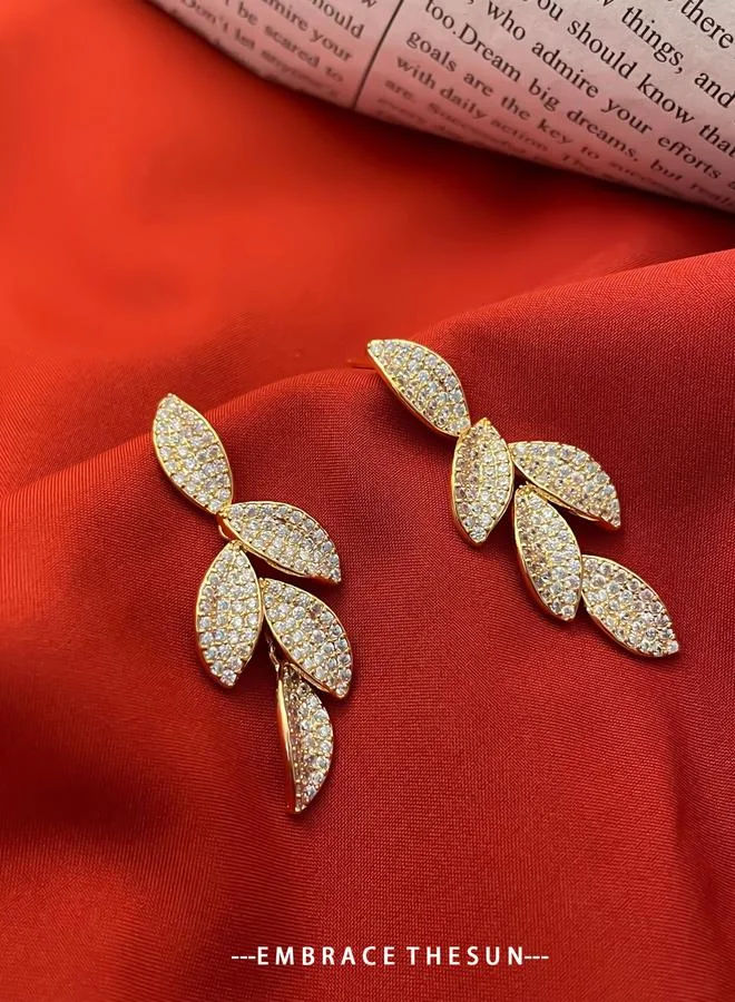 Take Two  Embellished Leaf Dangle Earrings for Women | Best Price UAE