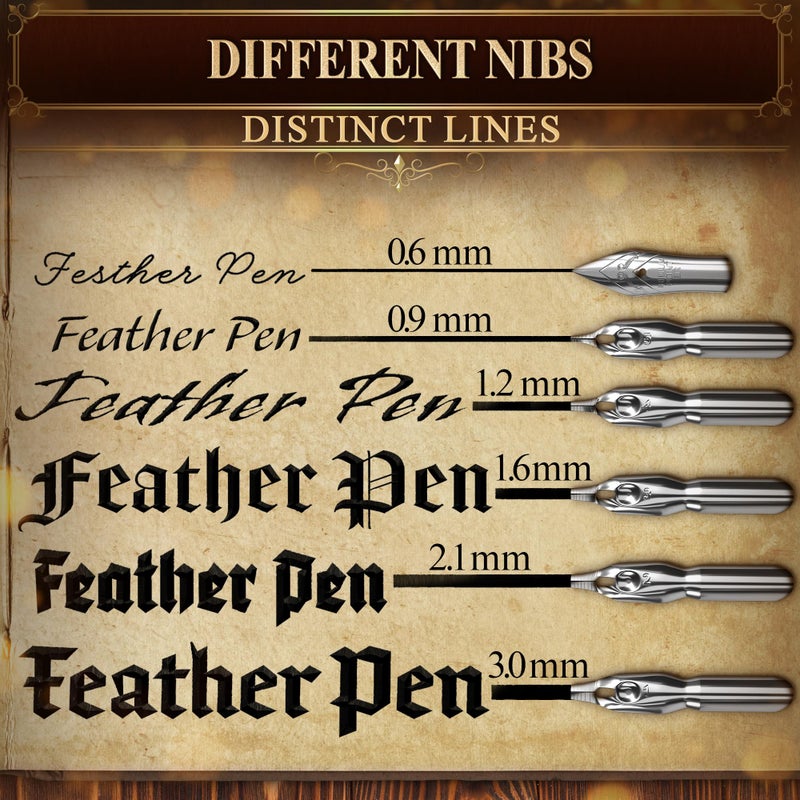 LAGARTO Red Feather Quill Pen and Ink Set - 11.4" Antique Feather Pen and Ink Set with Stainless Steel Nib for Calligraphy Practice, Drawing & Signatures - Designed for Beginners and Calligraphy Enthusiasts - Image 5