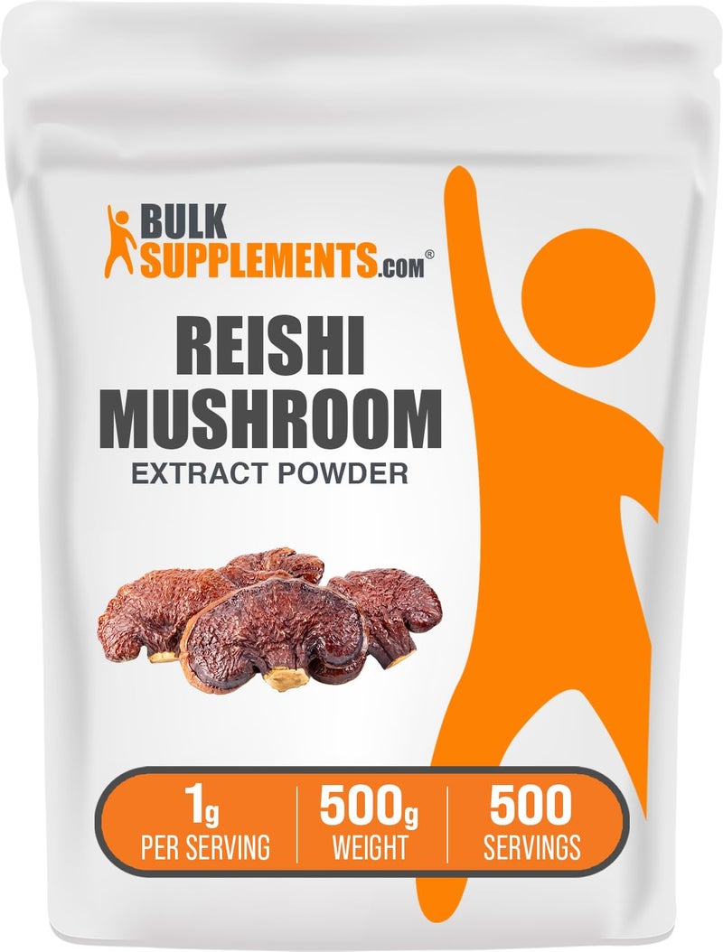 BulkSupplementscom Reishi Mushroom Extract Powder Reishi Mushroom Powder Supplement for Overall WellBeing Gluten Free 1g per Serving 500g 11 lbs Pack of 1