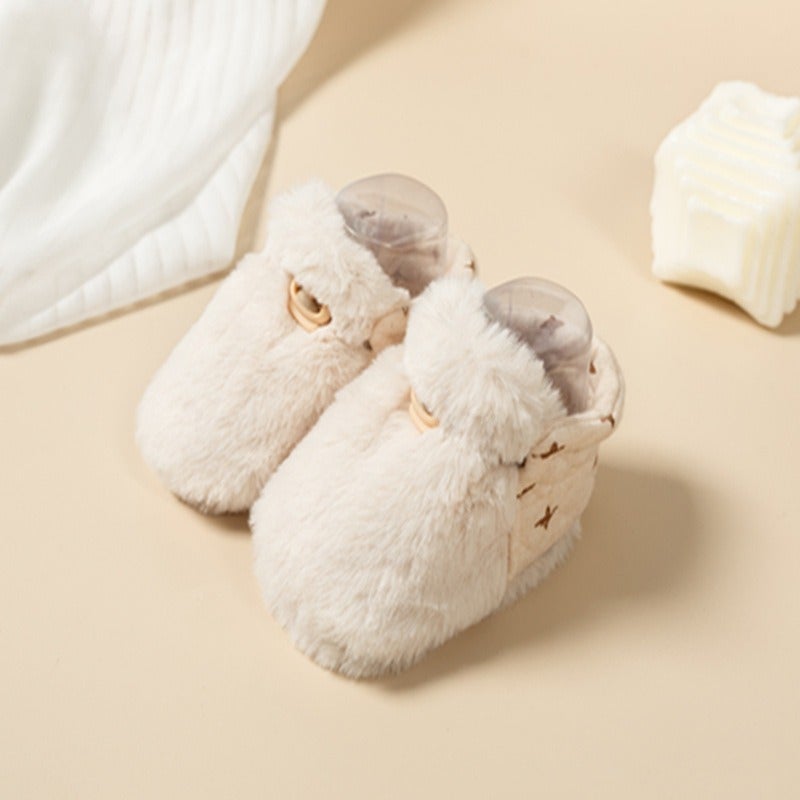Wei Pu Xiao Lu Baby Winter Fleece Booties Soft Sole First Walkers Warm Non-Slip Shoes for Toddlers - Image 1