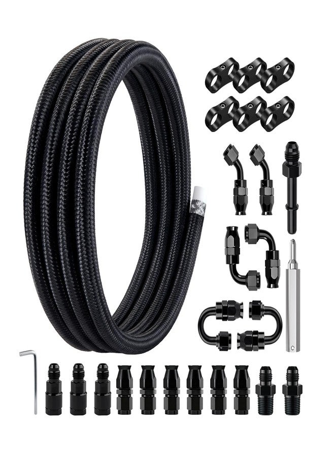 EVIL ENERGY 6AN PTFE Fuel Line Kit,E85 Nylon Braided Fuel Hose 10FT PTFE LS Swap EFI Fuel Line Fitting Kit AN6 - Image 1