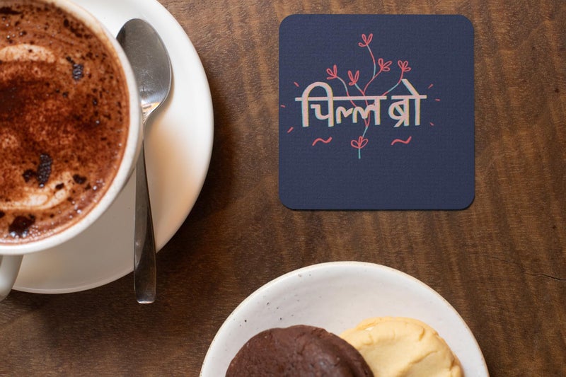 Tajnan Desi Swag Coaster Set �� Quirky Hindi Slang & Funky Quotes | Trendy Printed Drink Coasters for Tea, Coffee & Friends Hangout – Set of 6 - Image 4