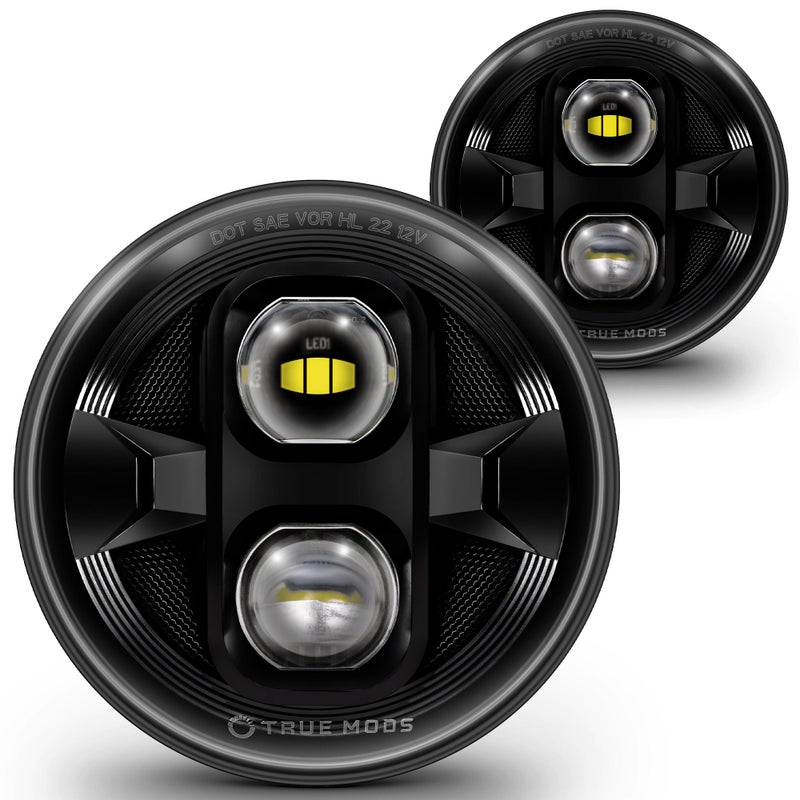 TRUE MODS 7 Inch LED Headlights Round DOTApproved H6024 2d1 Black High Low Sealed Beam Replacement for Jeep Wrangler JK JKU TJ LJ CJ Chevy Ford GMC Dodge TOYOTA Hummer Land Rover Mazda Nissan VW