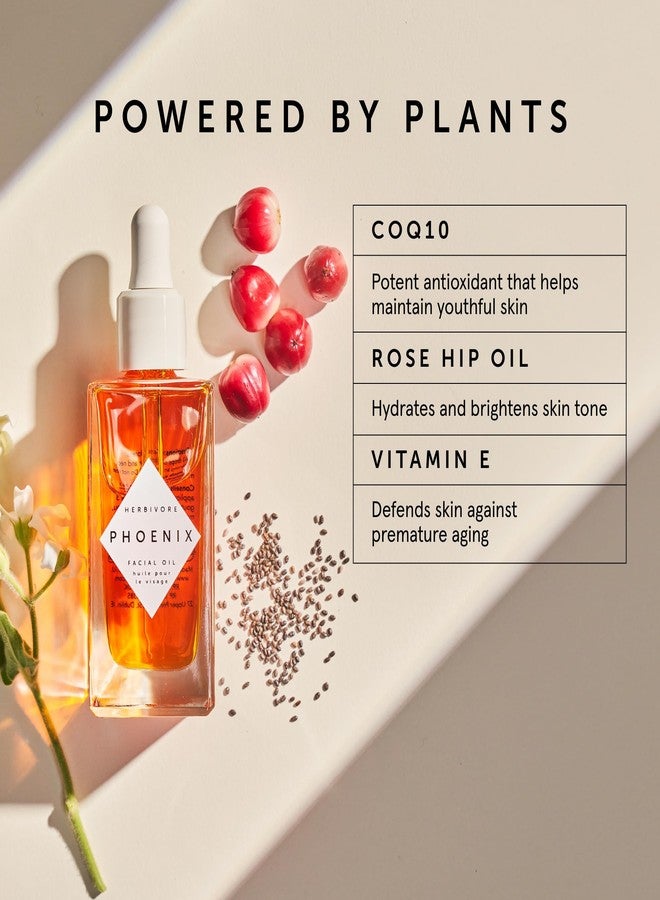 HERBIVORE Phoenix Deep Renewal Anti-Aging Facial Oil with Rosehip, CoQ10, Vitamin E & Antioxidants | Helps Improve Skin Texture + Tone | Vegan, Plant-Based, Cruelty-Free, 30 mL / 1 oz - Image 2