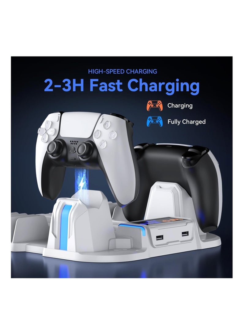 PGTECH - PS5 Slim Cooling Stand with Controller Charging Station for PS5 Slim Console(Digital/Disc), PS5 Slim Accessories Incl. 3 Levels Cooling Fan, 12 Pcs Game Storage for Playsation 5 Slim - Image 1