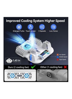 PGTECH PS5 Slim Cooling Stand with Controller Charging Station for PS5 Slim Console(Digital/Disc), PS5 Slim Accessories Incl. 3 Levels Cooling Fan, 12 Pcs Game Storage for Playsation 5 Slim  - Image 3