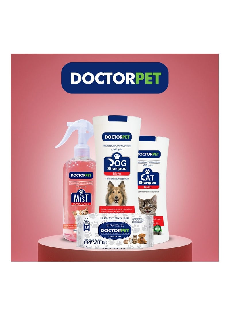 DOCTERPET Doctor Pet Dog Shampoo Biotin 400ML – Enriched with Biotin, Grape Seed Oil, Almond Oil & Vitamin E, Deep Cleaning & Nourishing Formula for Healthy Coat & Skin  - Image 5