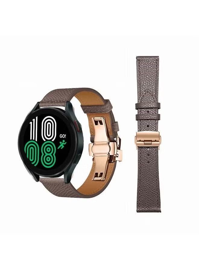 فيسوس سوار بديل من الجلد الطبيعي لساعة سامسونج جلاكسي 4 خطوط رمادية 40/44 ملم