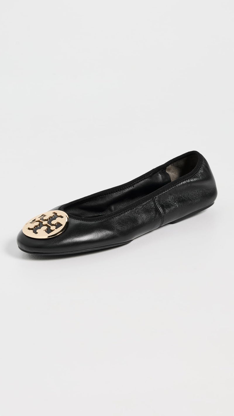 Tory Burch Women's Reva Travel Ballet Flats, Perfect Black/Gold, 8 Medium US - Image 3