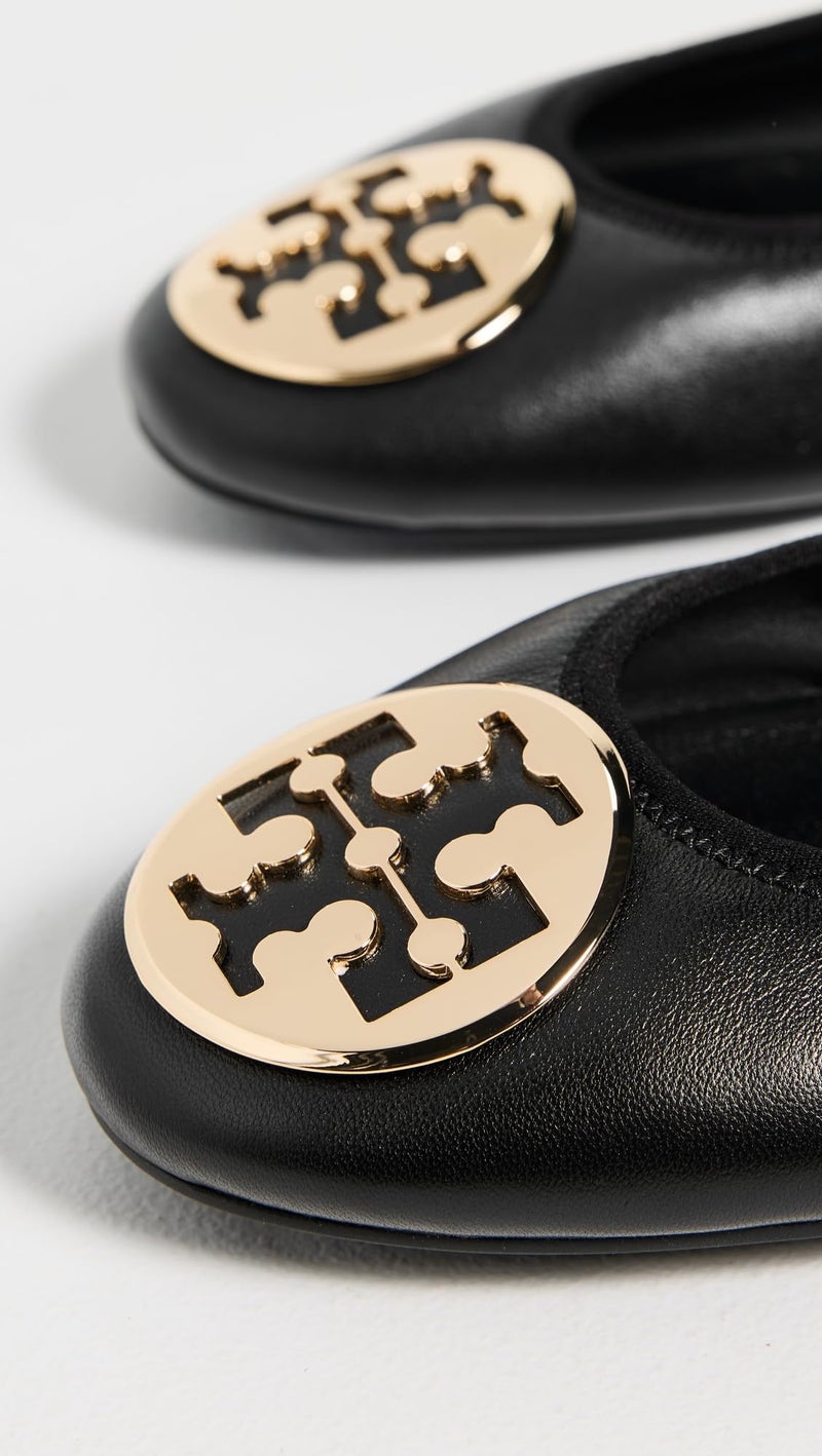 Tory Burch Women's Reva Travel Ballet Flats, Perfect Black/Gold, 8 Medium US - Image 4