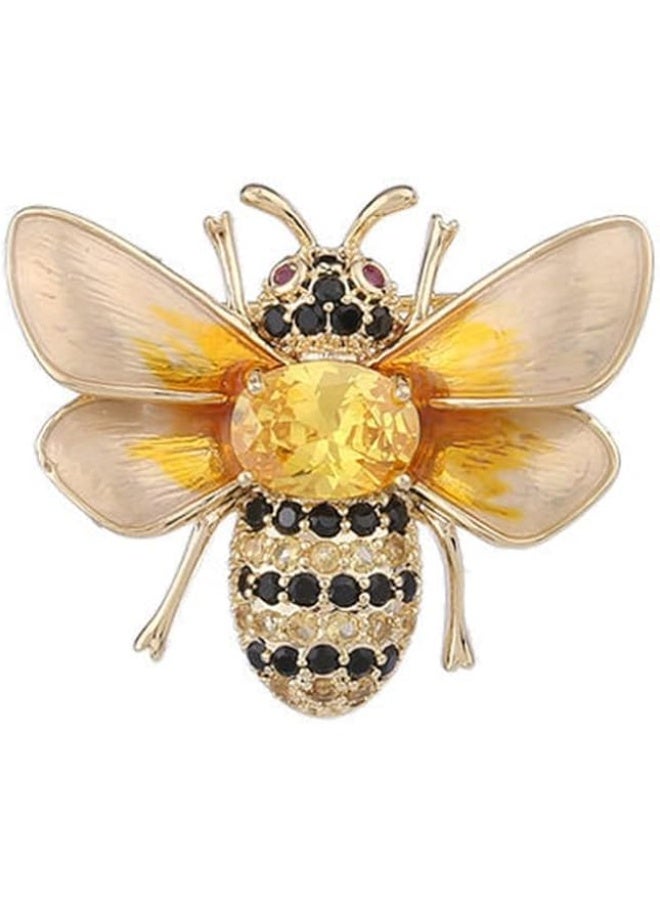 Goolsky Rhinestone Bee Brooch Pin for Women Girls Fashion Cute Yellow Black Crystal Honeybee Bumblebee Animal Insect Brooches Lapel Pins Dainty Dress Accessories Wedding Birthday Jewelry Gift  - Image 1