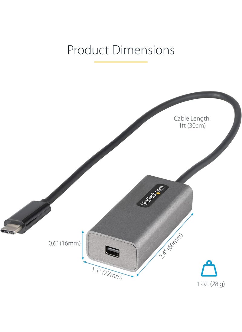 StarTech StarTechcom USB C to Mini DisplayPort Adapter 4K 60Hz USB Type C to mDPMini DP Monitor Video Converter Dongle Thunderbolt 3 Compatible 12 Attached Cable Upgraded Version of CDP2MDP CDP2MDPEC  - Image 5