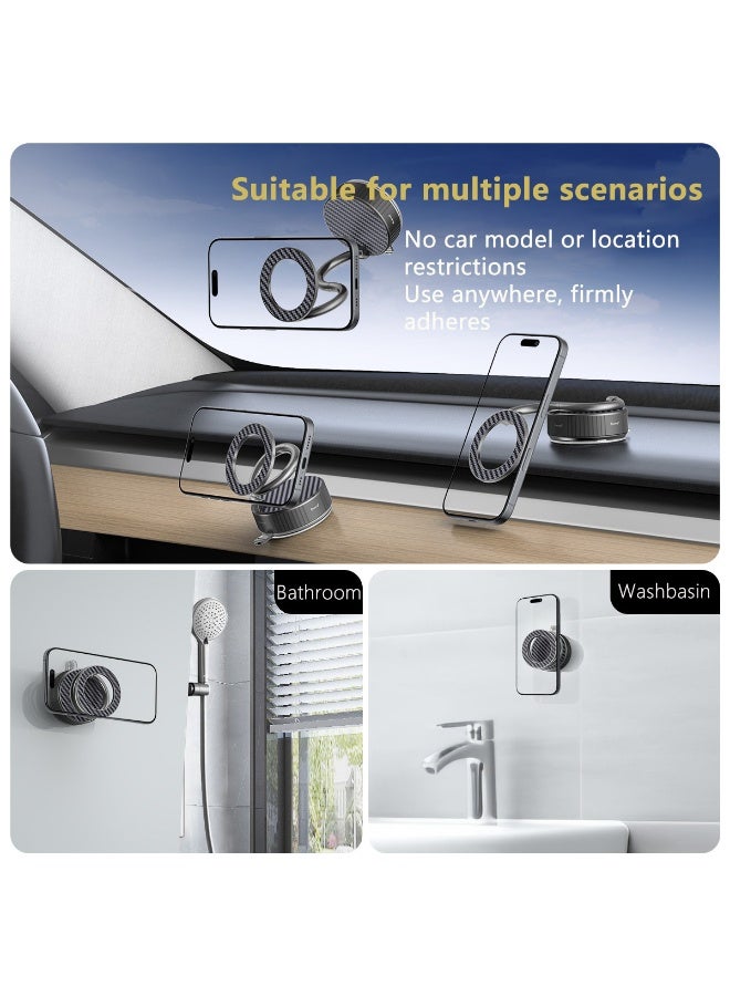 محمل هاتف سيارة مغناطيسي – قابل للدوران 360 درجة و للطي، مزود بكوب ماص فراغي وحلقة مغناطيسية، مناسب للسيارات والمكاتب والمرايا والأسطح اللامعة الأخرى، متوافق مع هواتف آيفون وأندرويد - Image 3