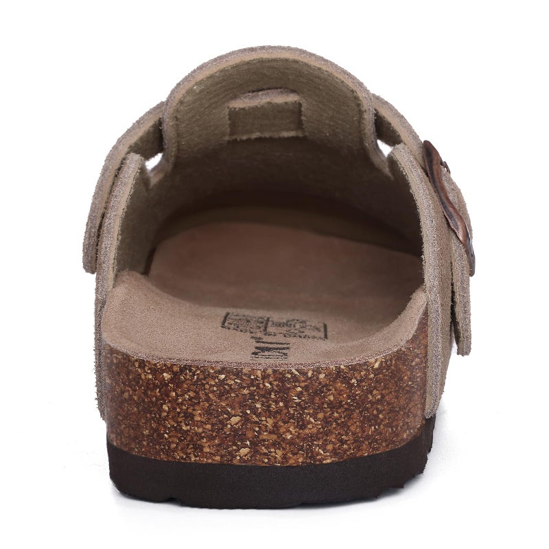KIDMI Genuine Suede Clogs for Women Cork Footbed Sandals Leather Mules Potato Shoes with Arch Support Mocha 38 (Size 7) - Image 5