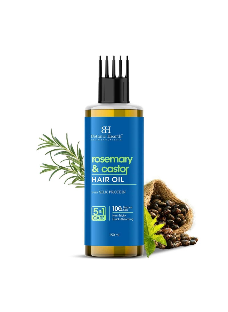 Botanic Hearth Botanic Hearth 100% Pure Rosemary & Castor Oil for Hair Growth | Stimulates Growth, Boosts Thickness, and Nourishes Scalp | 150 ml  - Image 1
