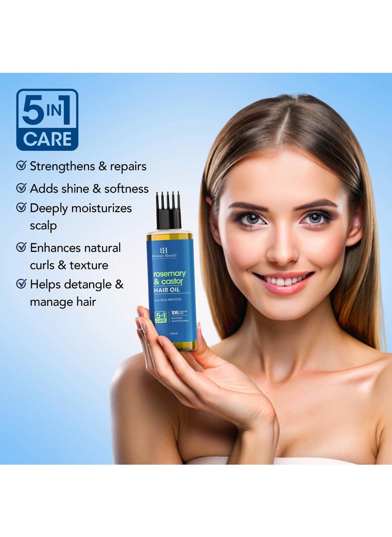 Botanic Hearth Botanic Hearth 100% Pure Rosemary & Castor Oil for Hair Growth | Stimulates Growth, Boosts Thickness, and Nourishes Scalp | 150 ml  - Image 4