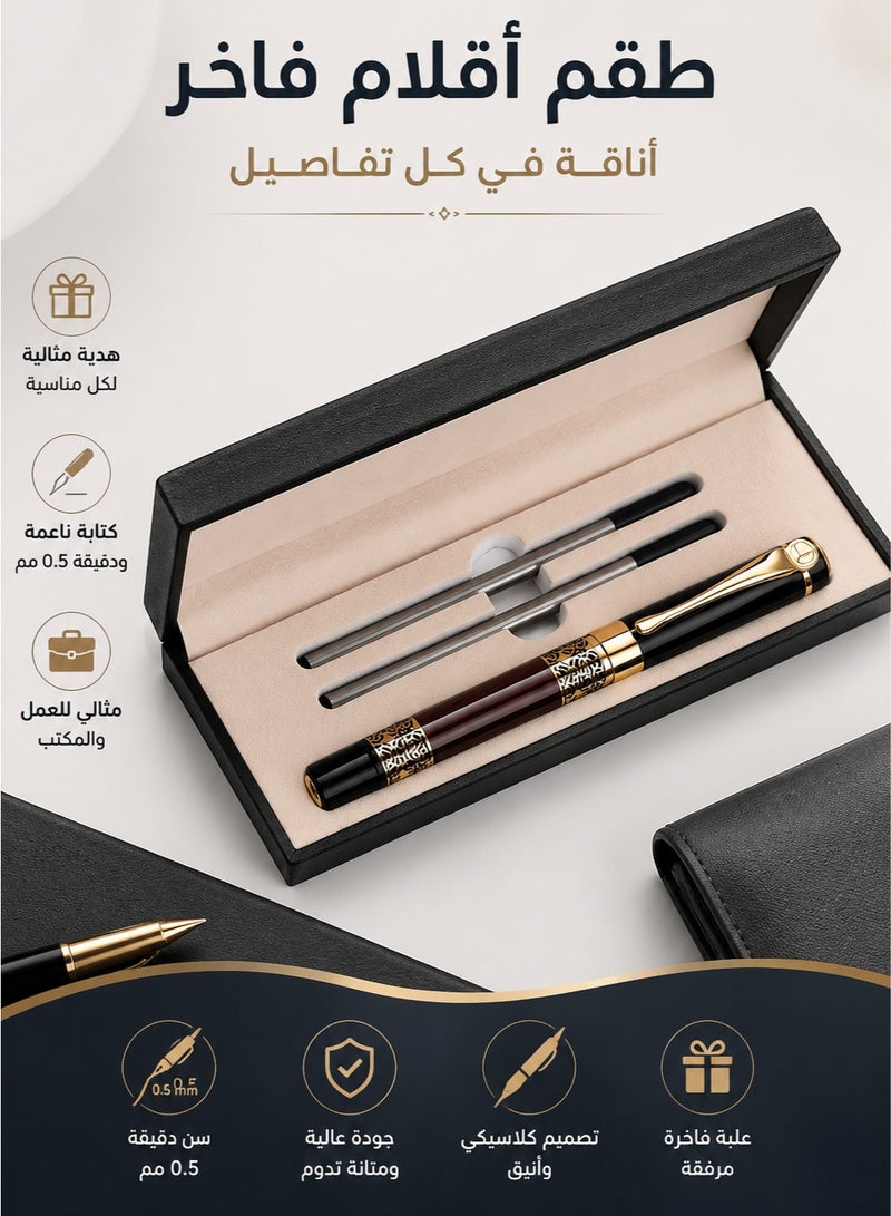 Merrystick Expert Ballpoint Pen Black with Chrome Trim Luxury, Line 0.5mm Tip Come 2 Pieces Ink Refill, Nice BallPens Classy Gift Box for Student, Executive, Office (Classic Black) - Image 1