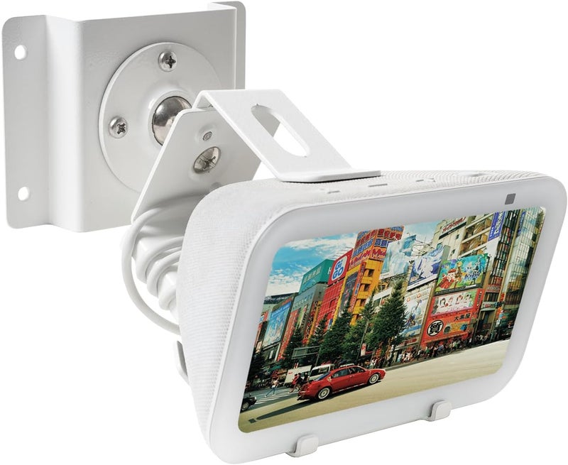 shinar Metal Wall Mount ONLY for Echo Show 5 (3rd Generation) - Swivels up to 360° / Tilts -70° / +70°,Mount Stand Compatible with Show 5 (3rd Gen) with Wiremanagement (White) - Image 1