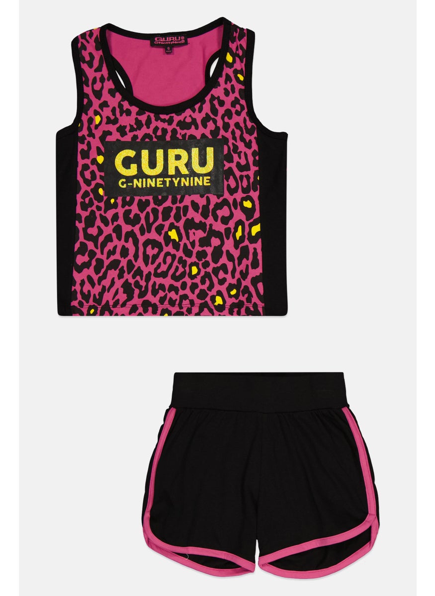 Guru 99 Kids Girl 2 Pieces Graphic Print Top And Bottom Set, Multicolor  - Image 1