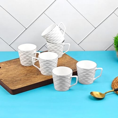UPC U.P.C. Cup Set of 6 for Tea, Ceramic Tea Cups Set of 6, Microwave Safe Cup, Dishwasher Safe Cups, Bone-Ash Free Coffee Cup-150ml. - Image 2