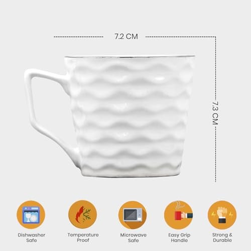 UPC U.P.C. Cup Set of 6 for Tea, Ceramic Tea Cups Set of 6, Microwave Safe Cup, Dishwasher Safe Cups, Bone-Ash Free Coffee Cup-150ml. - Image 5
