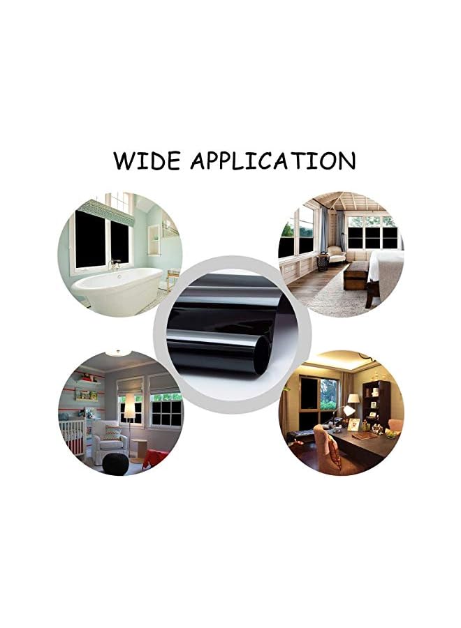 The Bros Blackout Self Adhesive Window Film, Frosted Glass Window Sticker Privacy Vinyl Window Blinds Decorative Opaque Static Cling Anti-UV Light Blocking Black - Image 2